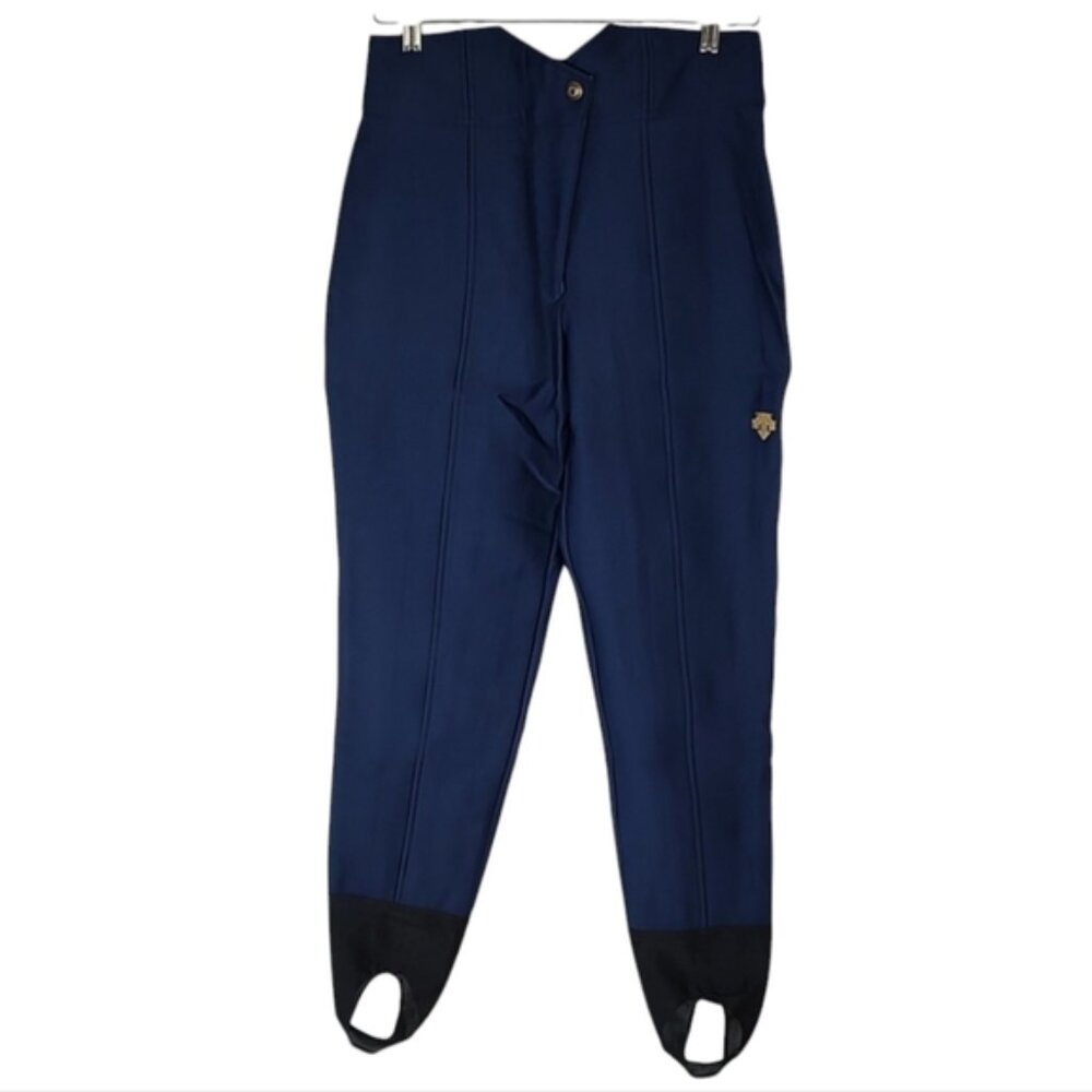 Vintage Descente Ski/Snow Pants High Waist Stirrups Navy Blue/Black Size 12 - Picture 1 of 11